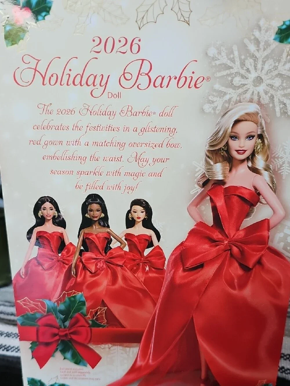 Barbie 2026 Holiday Doll in Red Satin Gown with Bow
